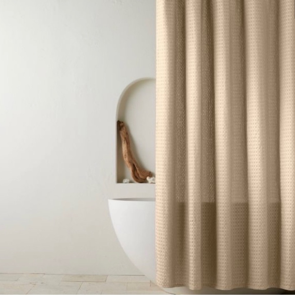 CASALUNA NEW waffle shower curtain -sand